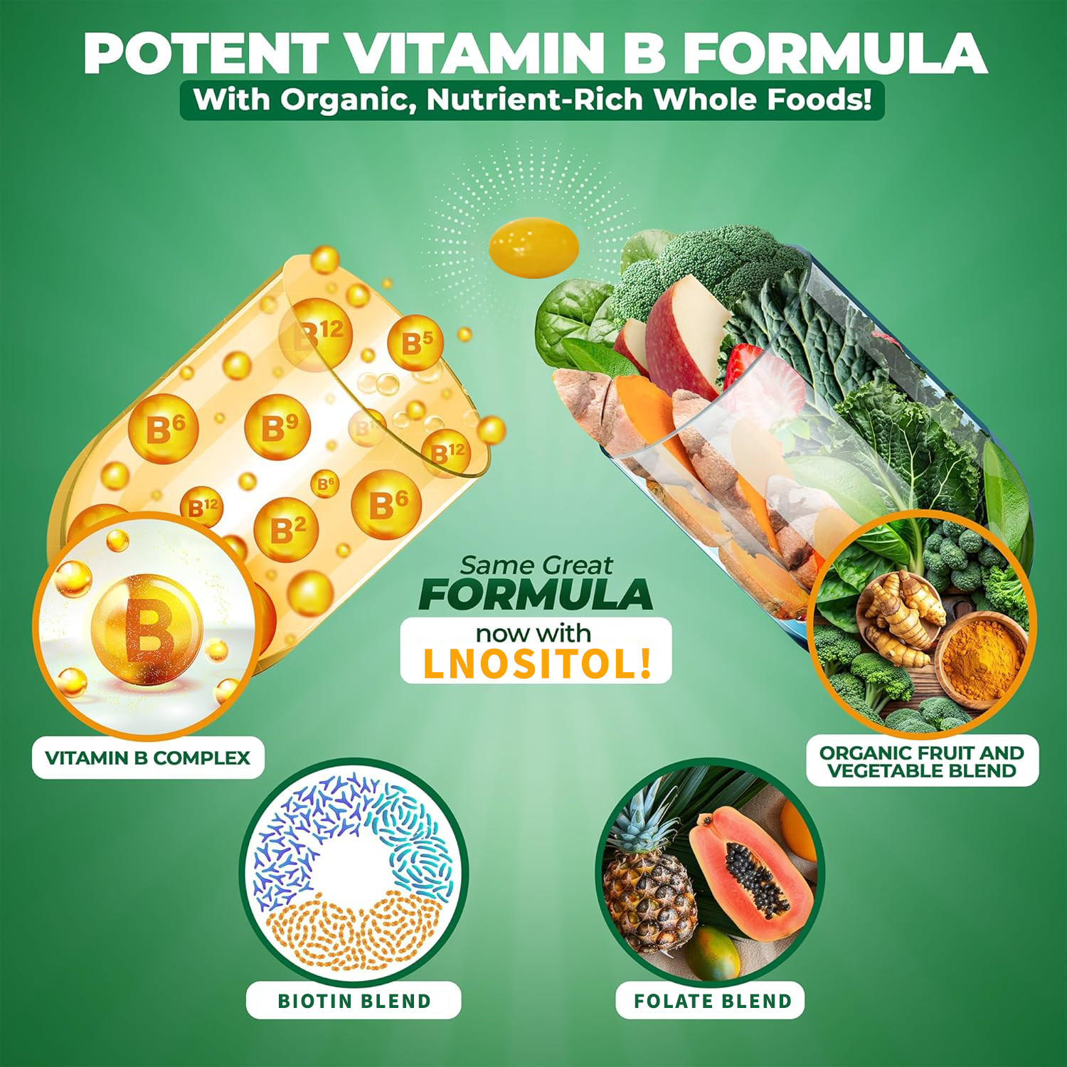 Vitamin B Complex, 120 Capsules With Vitamin C – High Potency | 02/07/2027