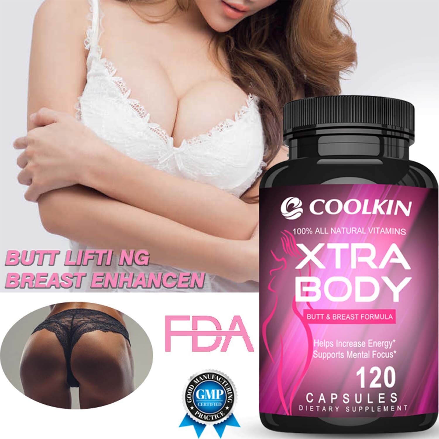 120pcs Xtra Body – Pueraria Mirifica – Butt Breast Enlargement, Estrogen Balance