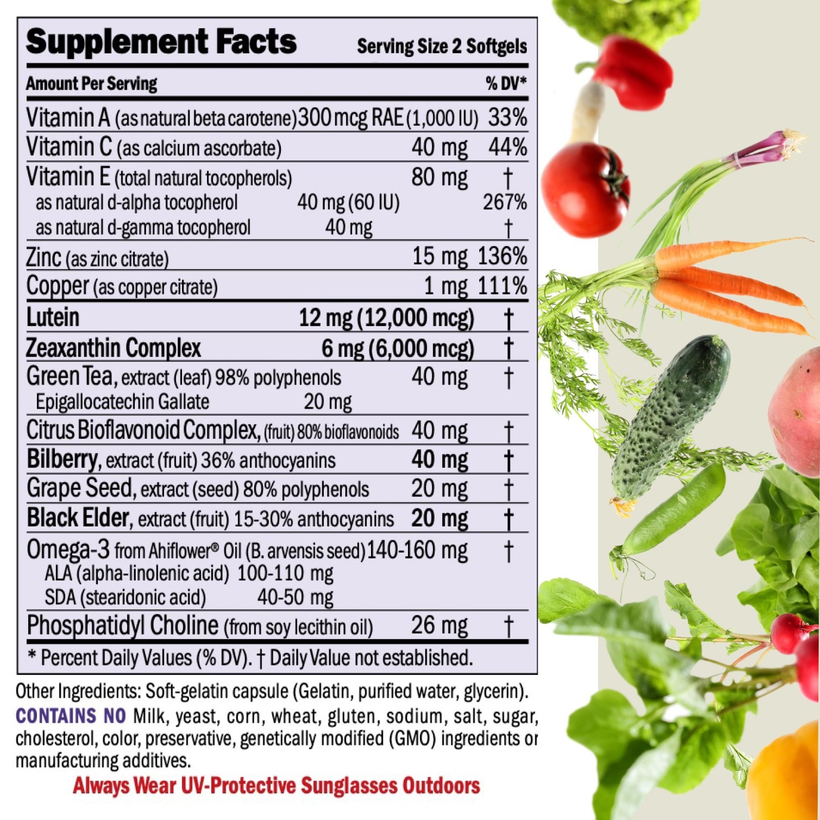 Ultimate Eye Support Softgels – 60 Count, 12mg Lutein, 6mg Zeaxanthin, Bilberry,