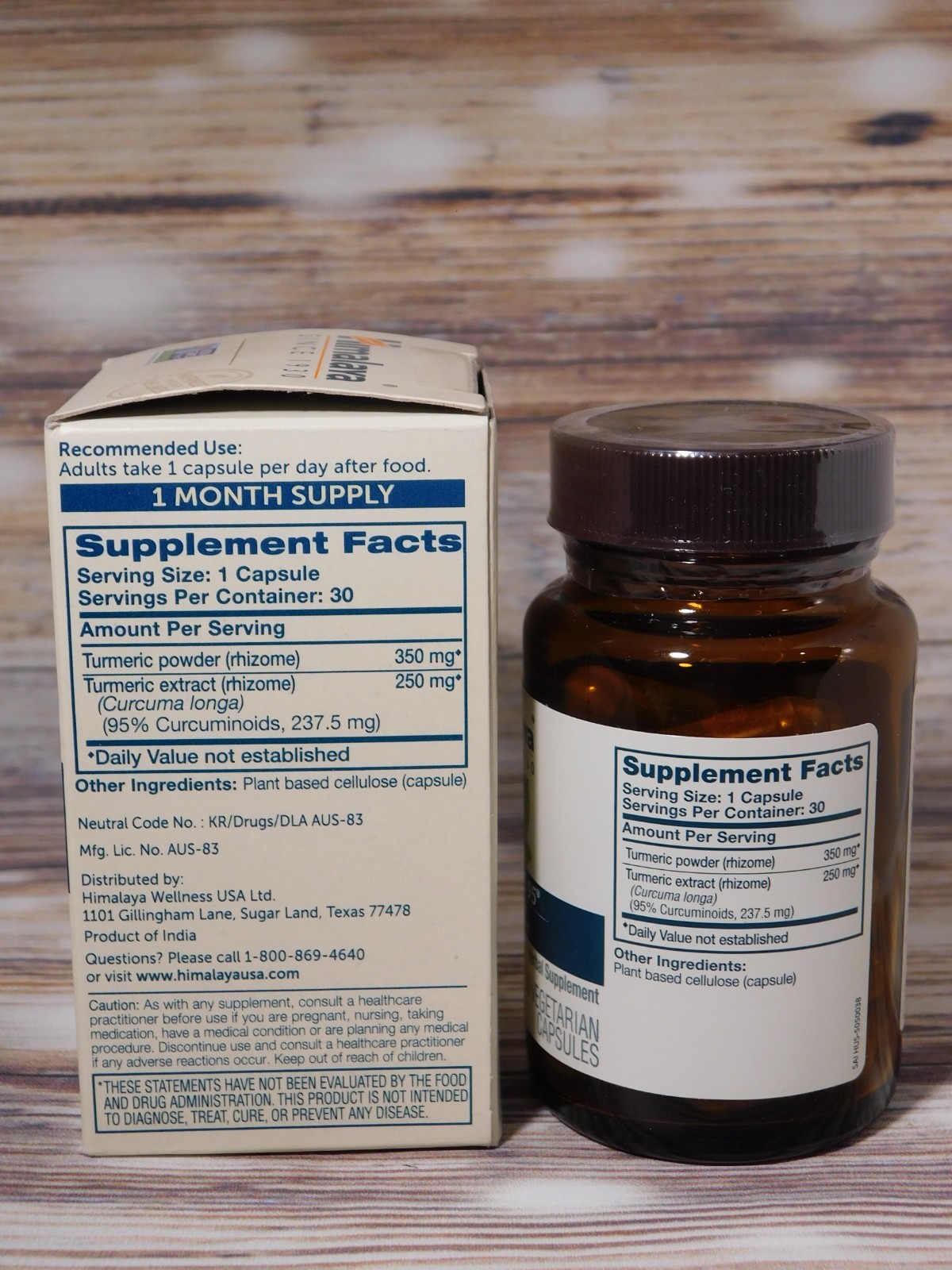 HIMALAYA Turmeric 95 Herbal Supplement with Curcumin 30 Capsules ― #DK92