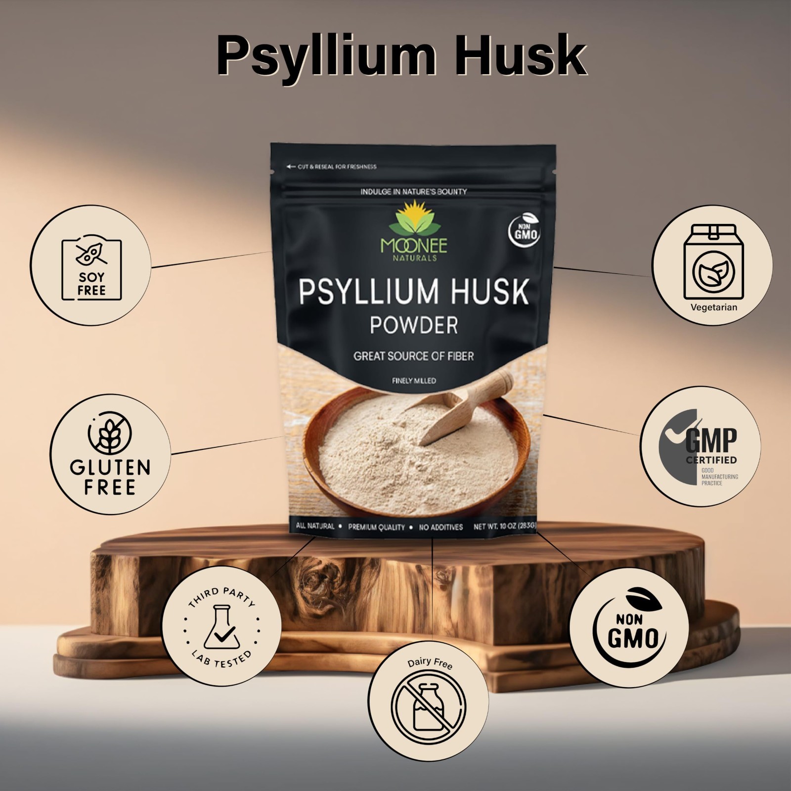 Psyllium Husk Powder (10 OZ), Gluten Free, Non GMO, Finely Ground, Keto Friendly