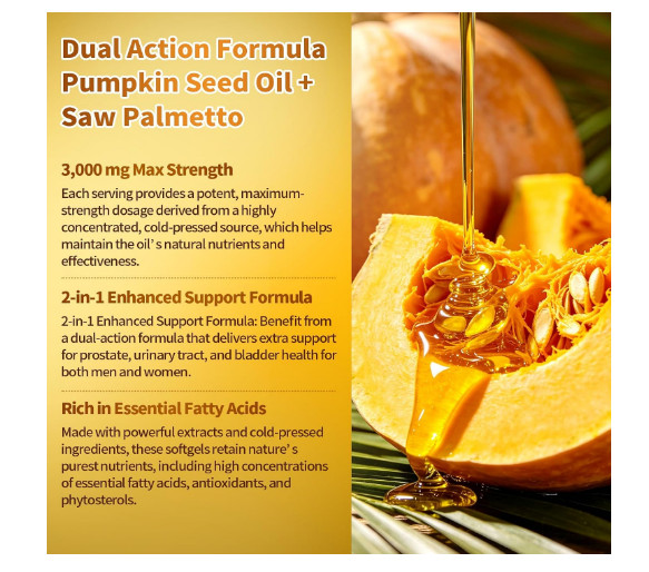 Pumpkin Seed Oil with Saw Palmetto 180-count Energy Booster Body Support Tablets