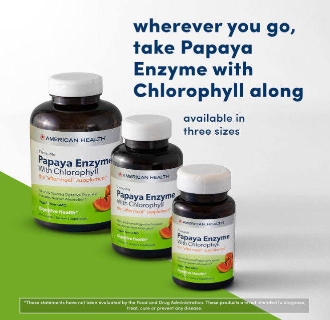 American Health Papaya Enzyme Chewable Tablets – Promotes Nutrient Absorption, H