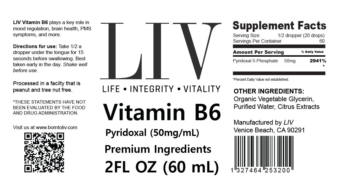 Vitamin B6 Pyridoxal Liquid | 5-Phosphate (P-5-P) • 50mg • 60 Servings • 2oz