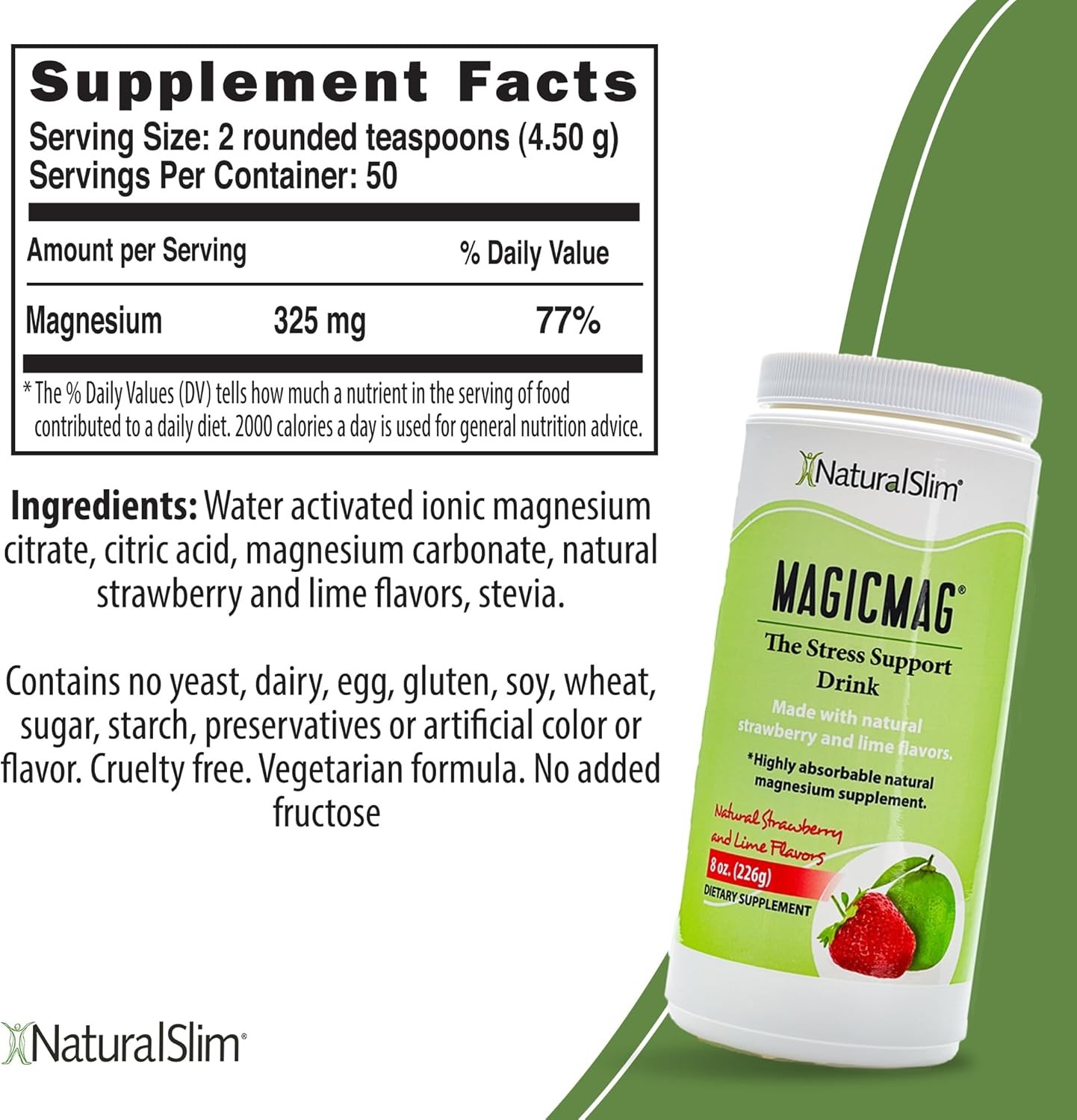 NaturalSlim Magicmag Pure Magnesium Citrate Powder – 8 Ounce (Pack of 1)