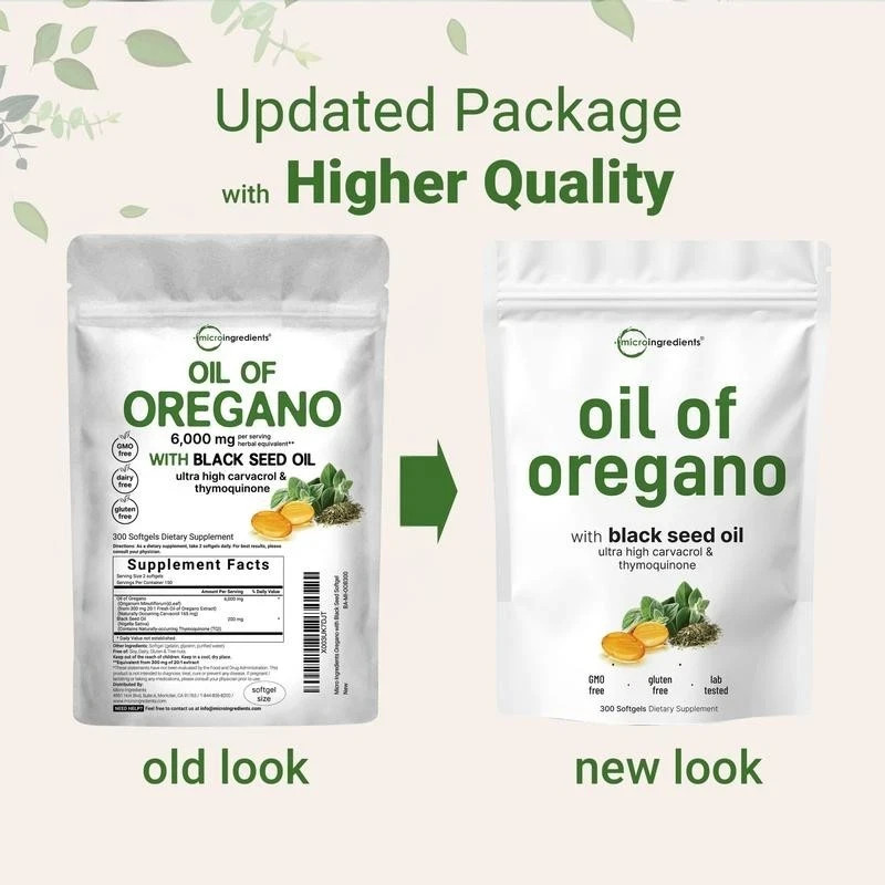 Micro Ingredients Black Seed Oil 6,000mg with Oil of Oregano, 300 Softgels
