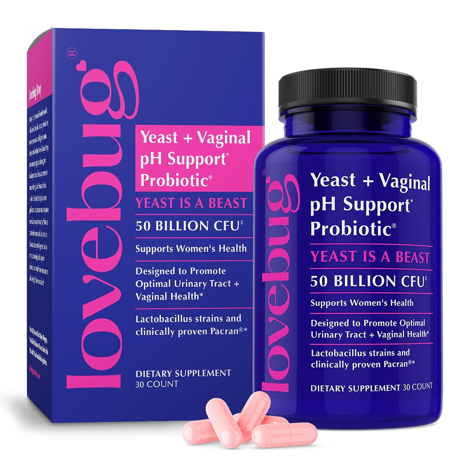 LOVEBUG Yeast + Vaginal pH Support | Clinically Studied Ingredients for Yeast &