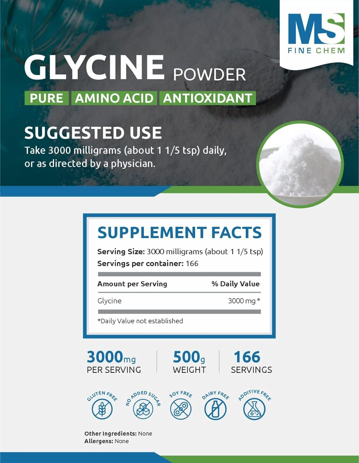 Glycine Powder Unflavored Amino Acid Supplement 1kg
