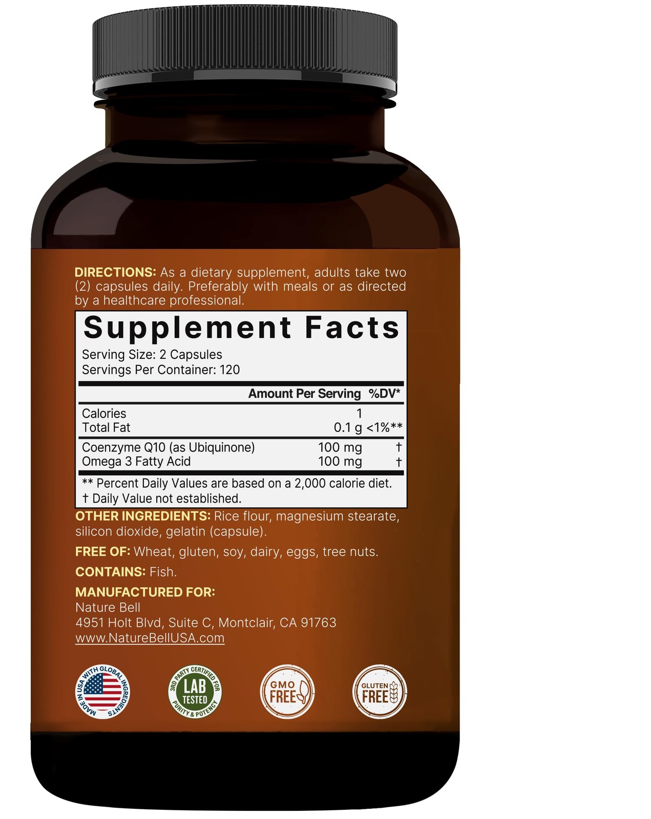 NatureBell CoQ10 100mg with Omega 3, 240 Capsules | 240 Count (Pack of 1)