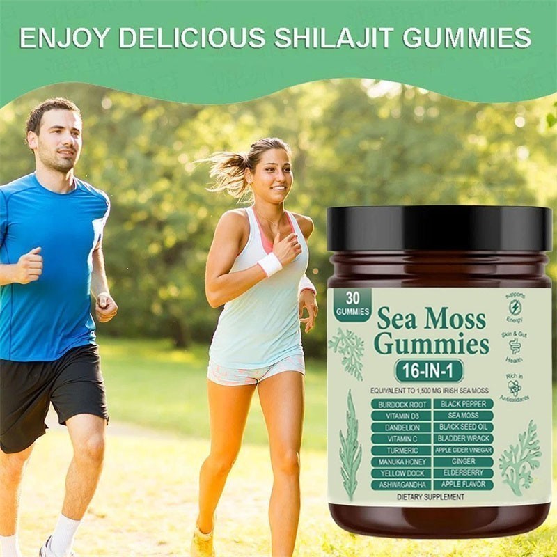 3PCS 16 in 1 Organic Sea Moss Gummy Irishmoss Extract 6000Mg Apple Flavor US
