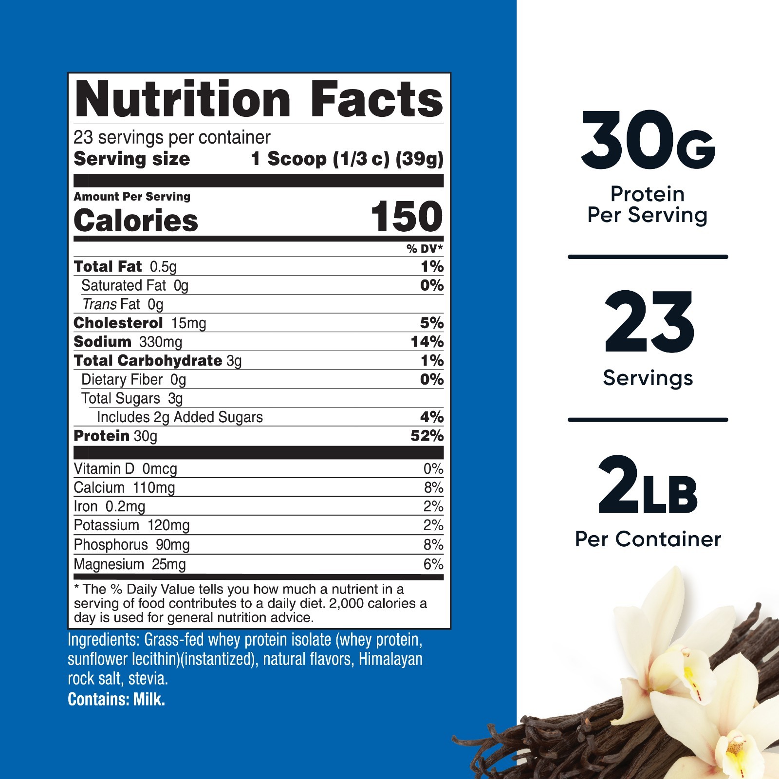 Nutricost Grass-Fed Whey Protein Isolate (Vanilla) 2LBS – Non-GMO, Gluten Free