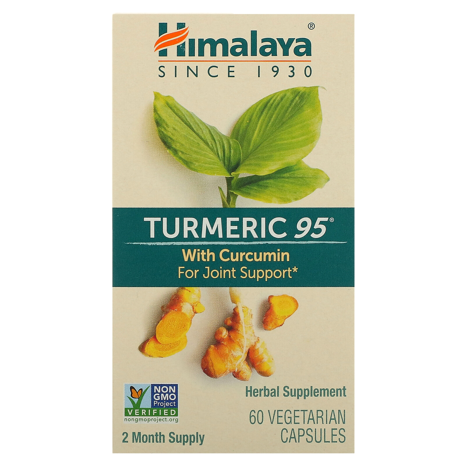 Himalaya Turmeric 95 with Curcumin 60 Vegetarian Capsules Gluten-Free,