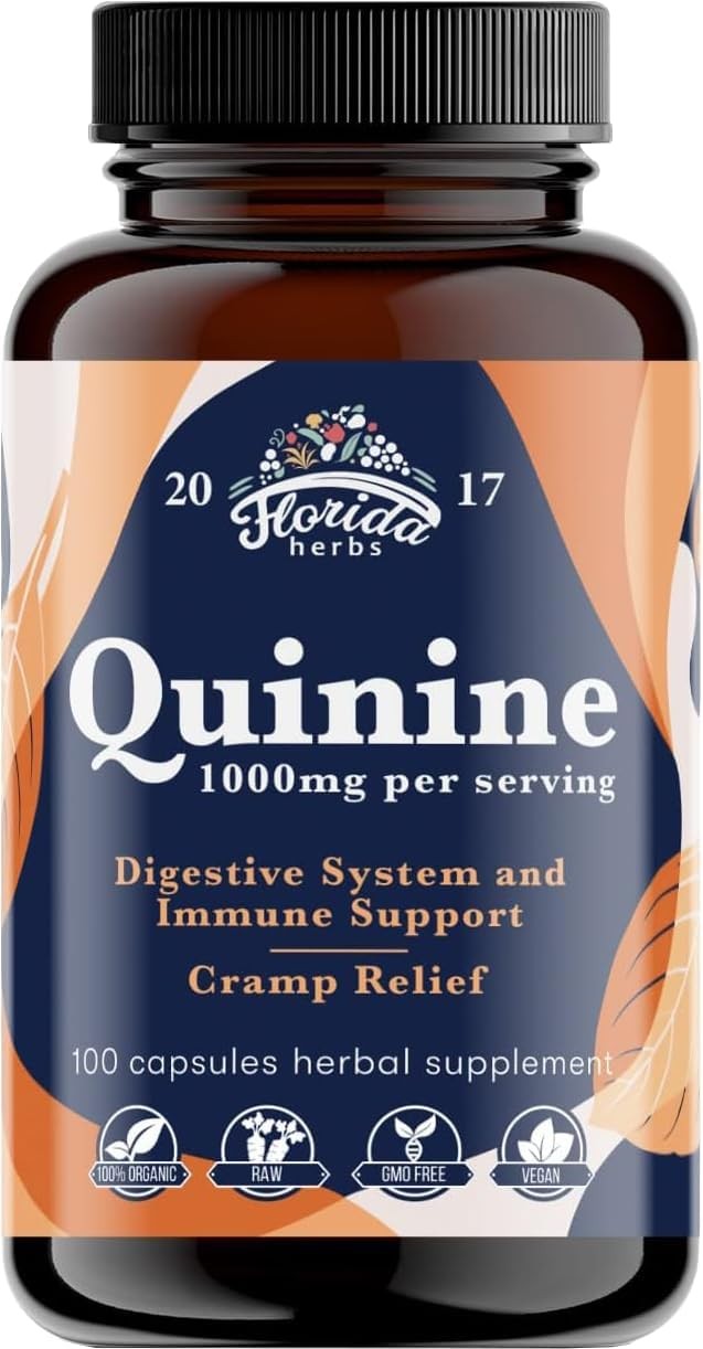 Quinine for Leg Cramps 1000 Mg – 110 Capsules – Cinchona Bark Extract Supplement
