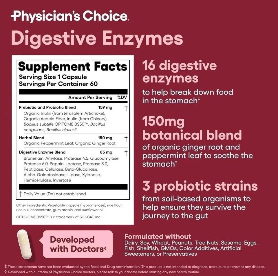 Physician’s Choice Probiotic + Digestive Enzymes – 30ct & 60ct Combo