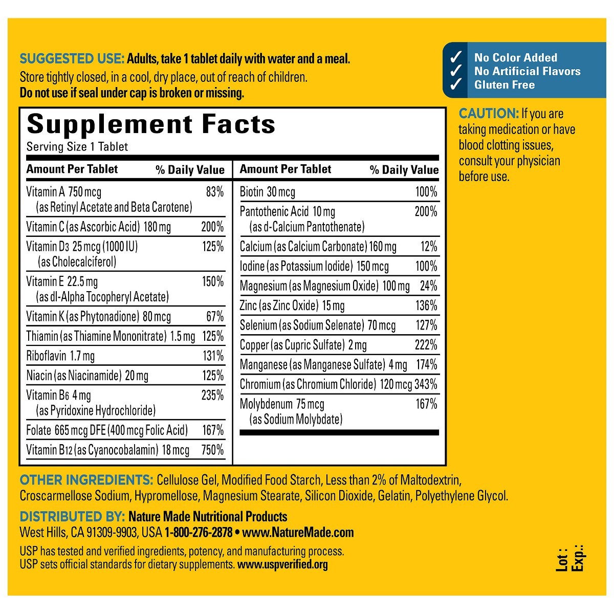 Nature Made Mens Multivitamin with No Iron, Nutritional Support Tablets 120ct