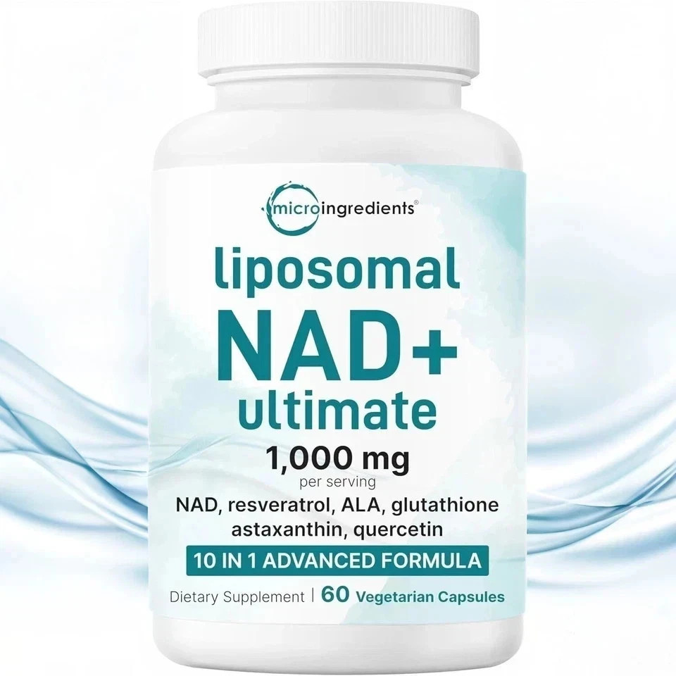 10-in-1 Liposomal NAD+ 1000mg Resveratrol 60 Veggie Caps Cellular Support