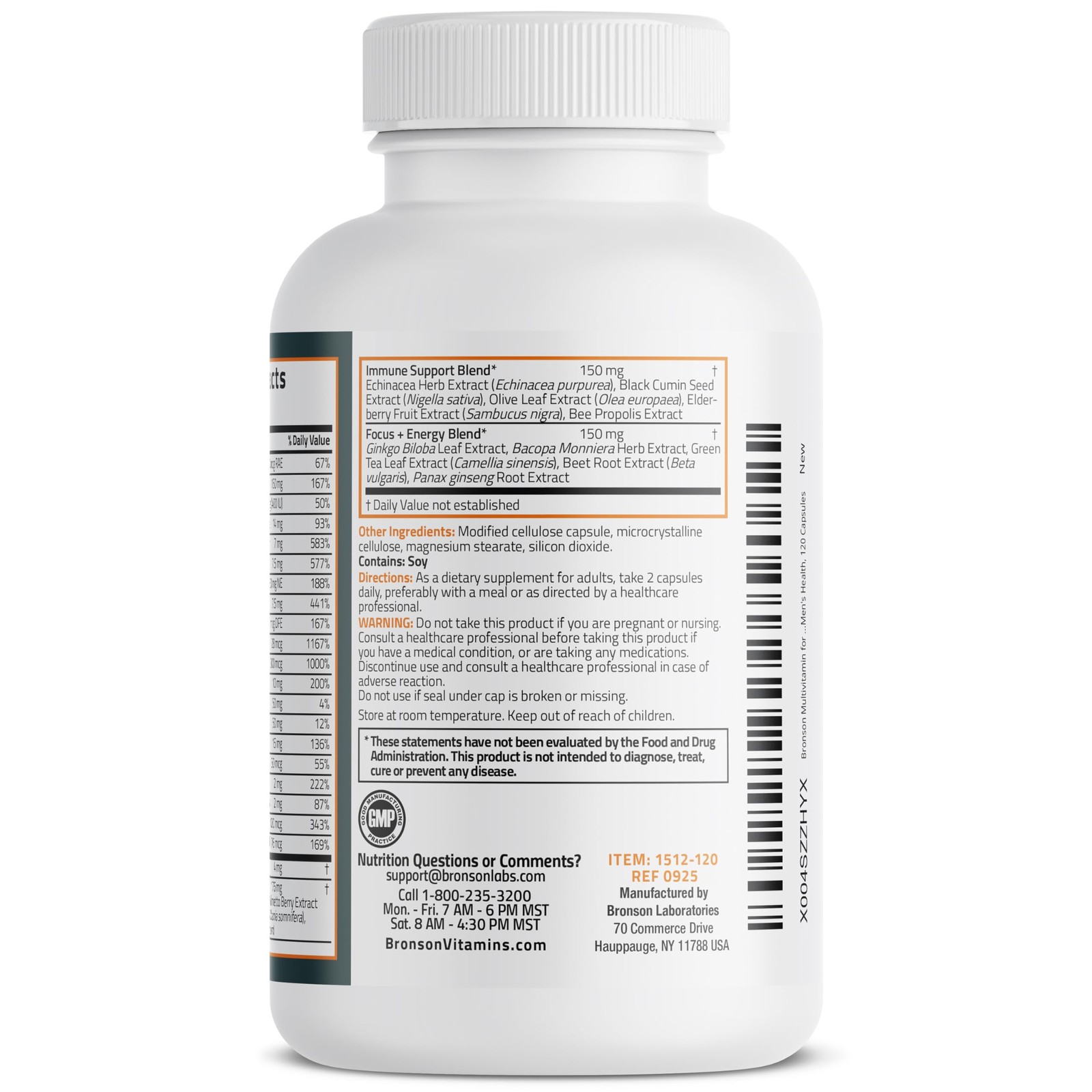 Bronson Multivitamin for Men All-in-One Daily Coverage 120 Count (Pack of 1)
