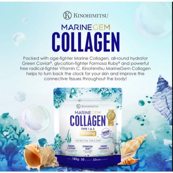 KINOHIMITSU Marine Gem 180g Marine Collagen Powder Vitamin C Original