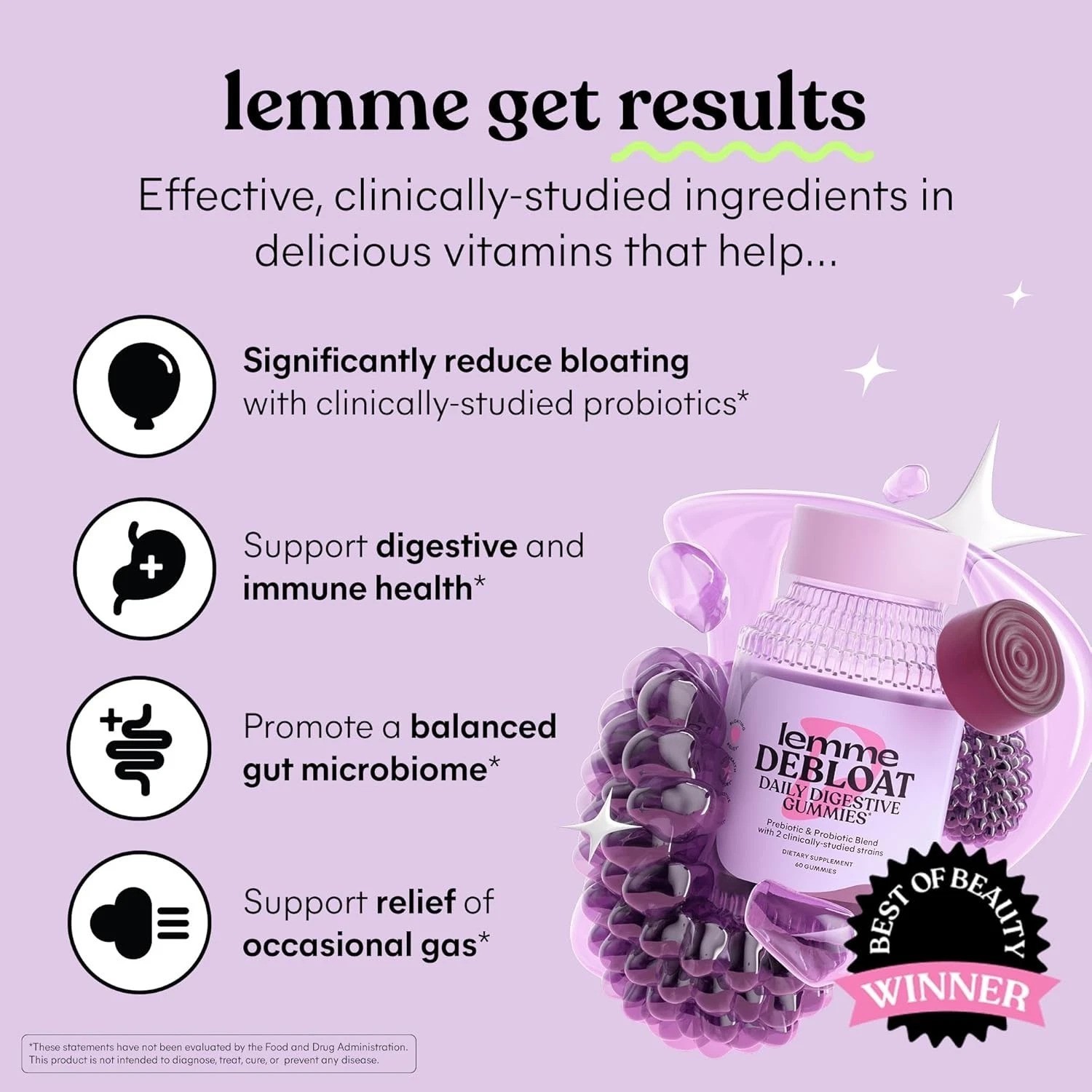 Debloat – Digestive & Gut Health Gummies with 2 Clinically Studied Probiotics…