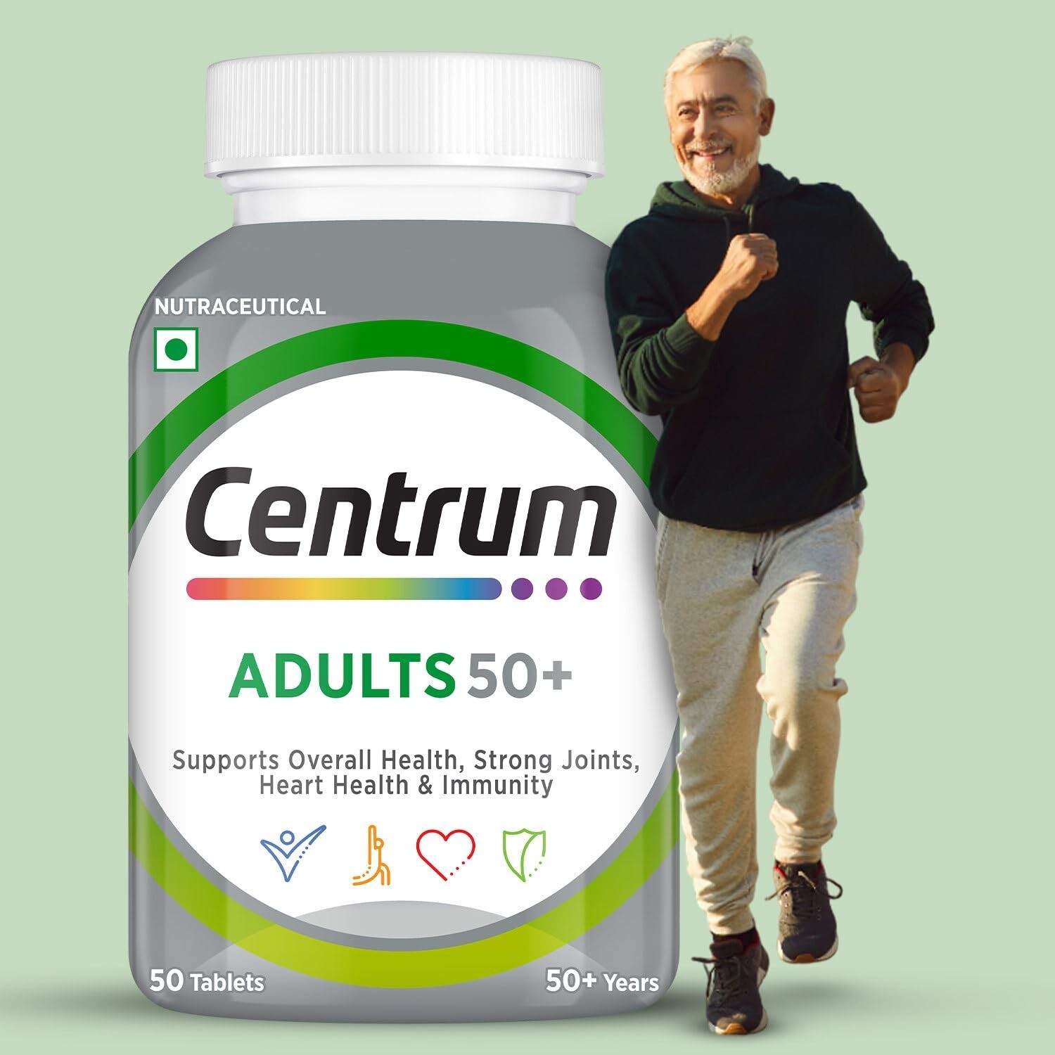 Multivitamin Adults 50+ Immunity Heart Joints Centrum 23 Nutrients 50 Tabs 2.7oz