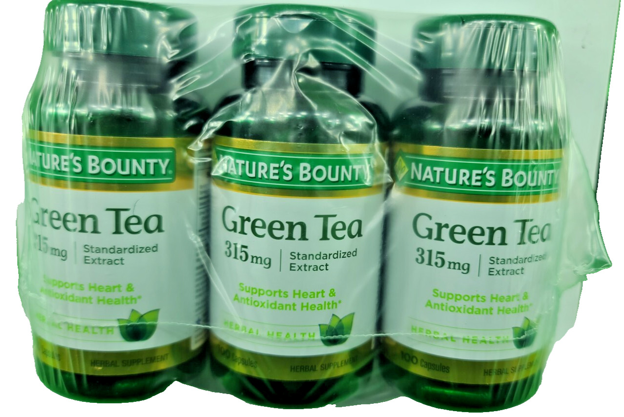 Nature’s Bounty Green Tea Extract 315 mg Capsules 100 Count Exp 03/2028, 3 Pack