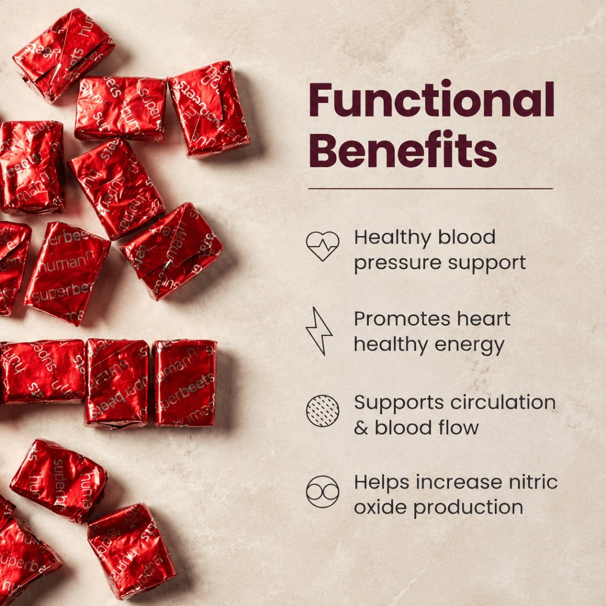 HumanN SuperBeets Pomegranate Berry Chews, 2X BP Support with Grape Seed Extract