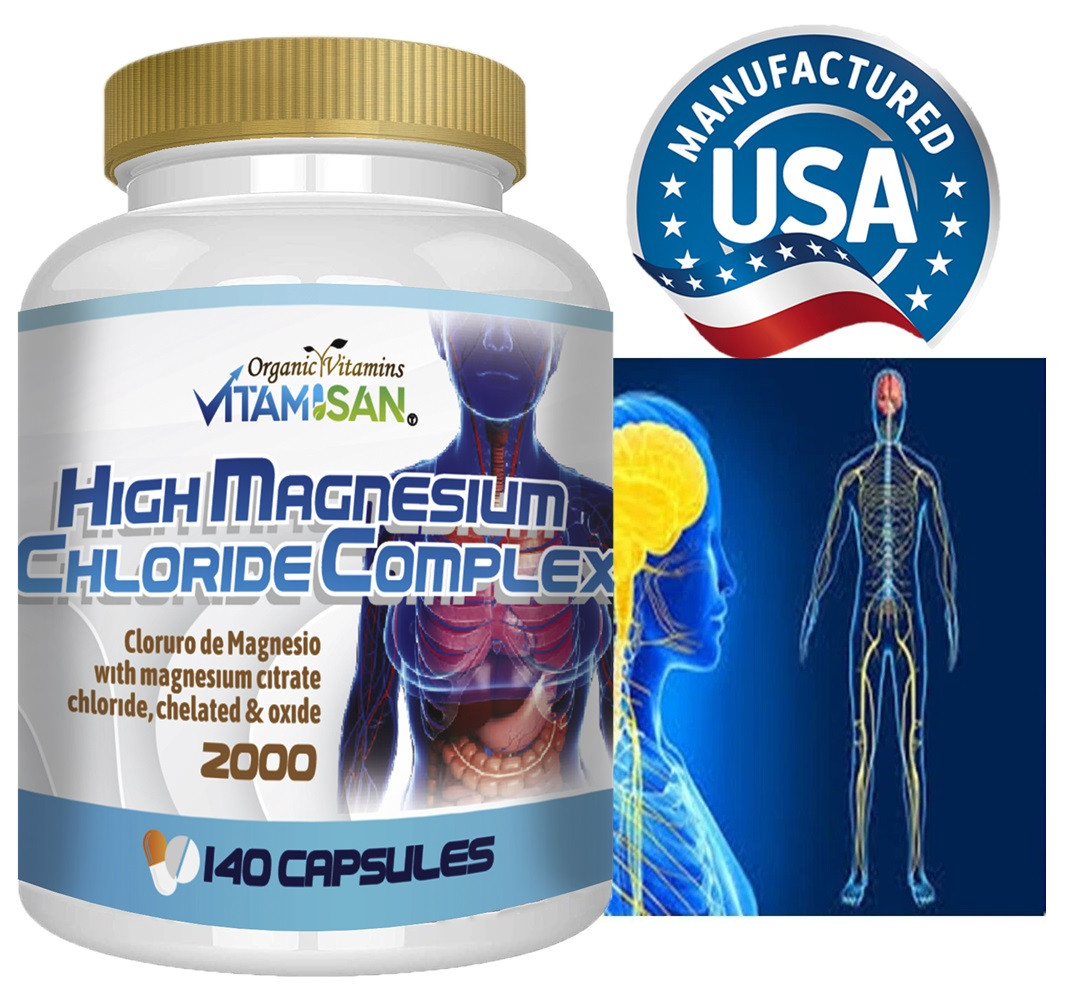 Magnesium Citrate 2000 Serving 140 Capsules High Potency Big Bottle Strong USA