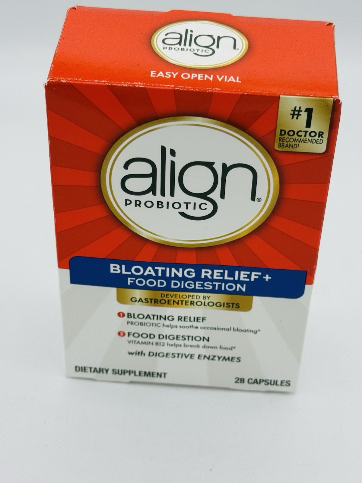 Align Probiotic Bloating Relief + Food Digestion – 28 Capsules – Exp. 05/2026