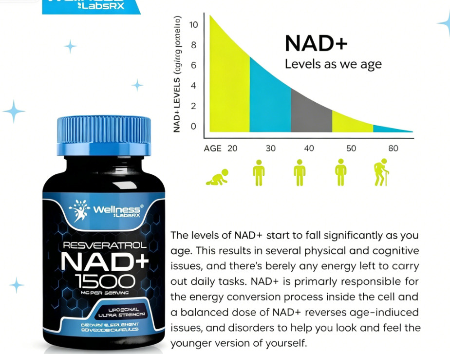 2 X WELLNESS LABSRX Liposomal NAD Supplement, 1500mg – USA Made, NAD Resveratrol
