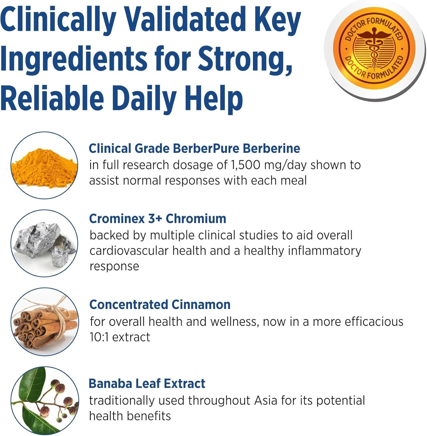 GlucoGold with Berberine Cinnamon Chromium Banaba Leaf Extract 90 Tablets