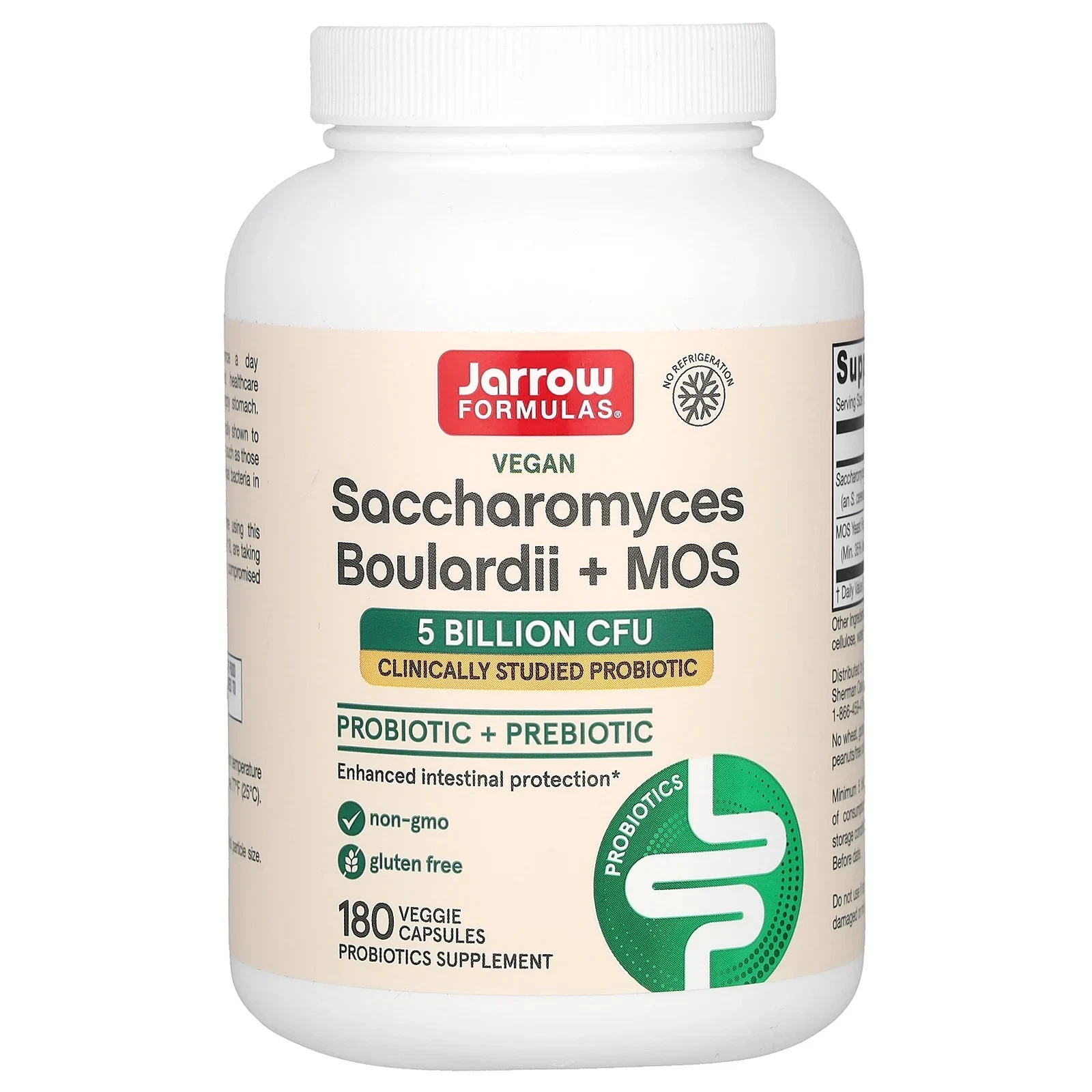 Jarrow Saccharomyces Boulardii + MOS 180 vcaps Each (Pack of 2)
