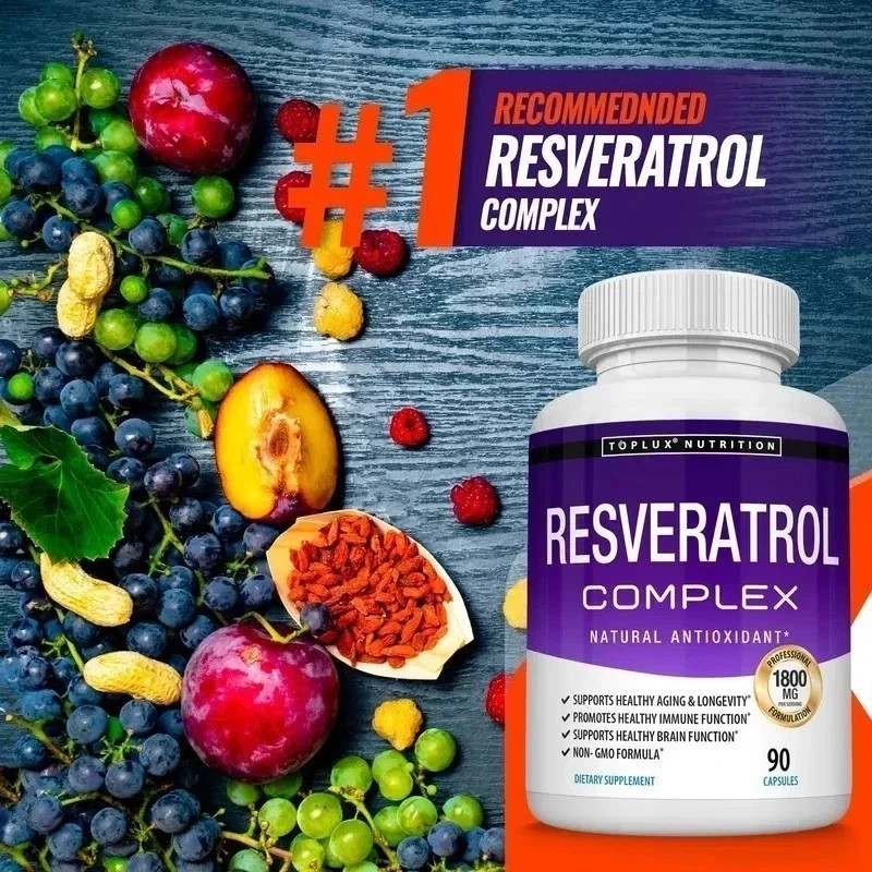 3PCS Resveratrol Supplement 1800mg Natural Antioxidant