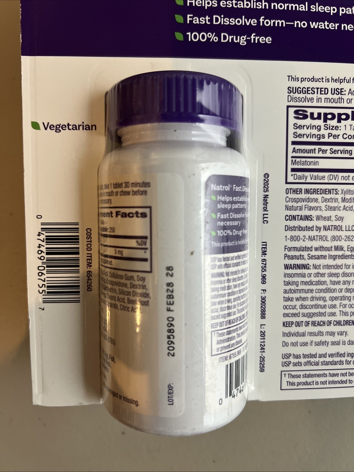 New Natrol Melatonin 5 Mg Fast Dissolve 250 Tabs Strawberry Flavor ~ EXP 02/2028