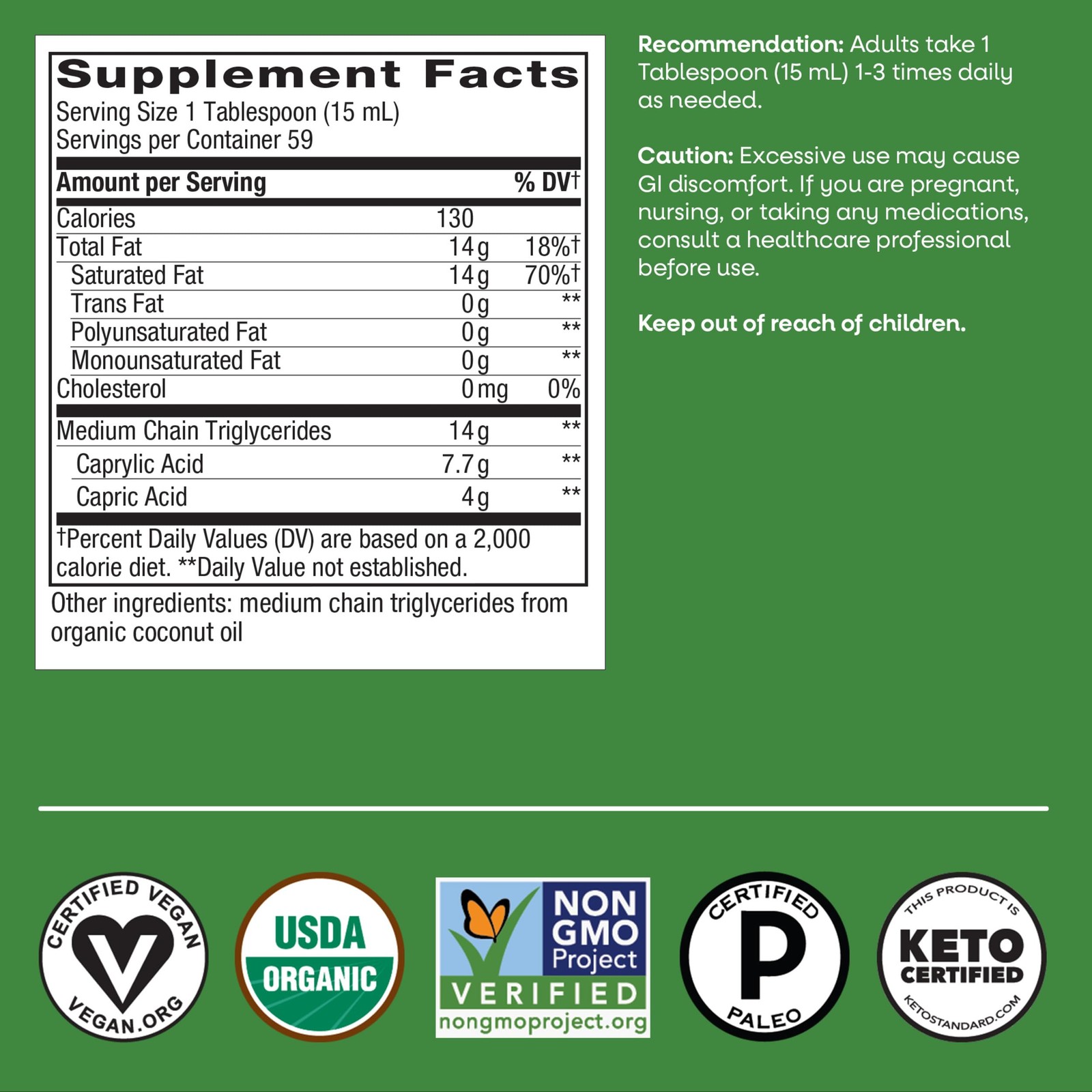 Nature’s Way Organic MCT Oil, Brain and Body Fuel*, 30 Fl Oz (Pack of 1)