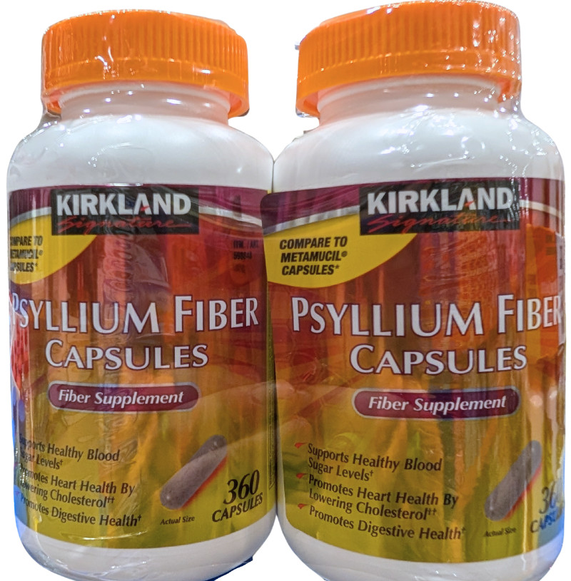 Kirkland Signature Psyllium Husk Fiber Capsule 2×360 Count EXP 02/2028