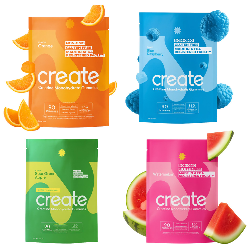 Create Creatine Monohydrate Gummies for Men & Women Strength Orange 90ct NON GMO