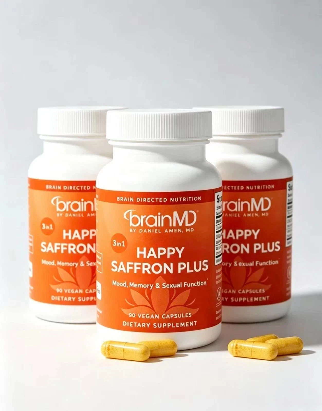 BrainMD Happy Saffron Plus – 3 Bottles – Mood & Memory Support – 90ct Each