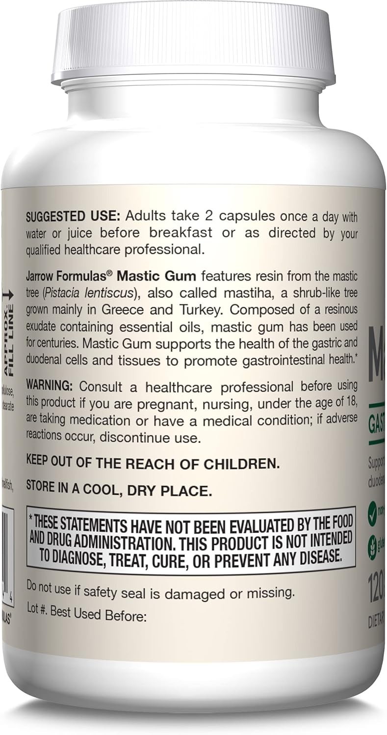 Jarrow Mastic Gum (1000 mg) Gastric Health 120 Veggie Capsules Each (Pack of 2)