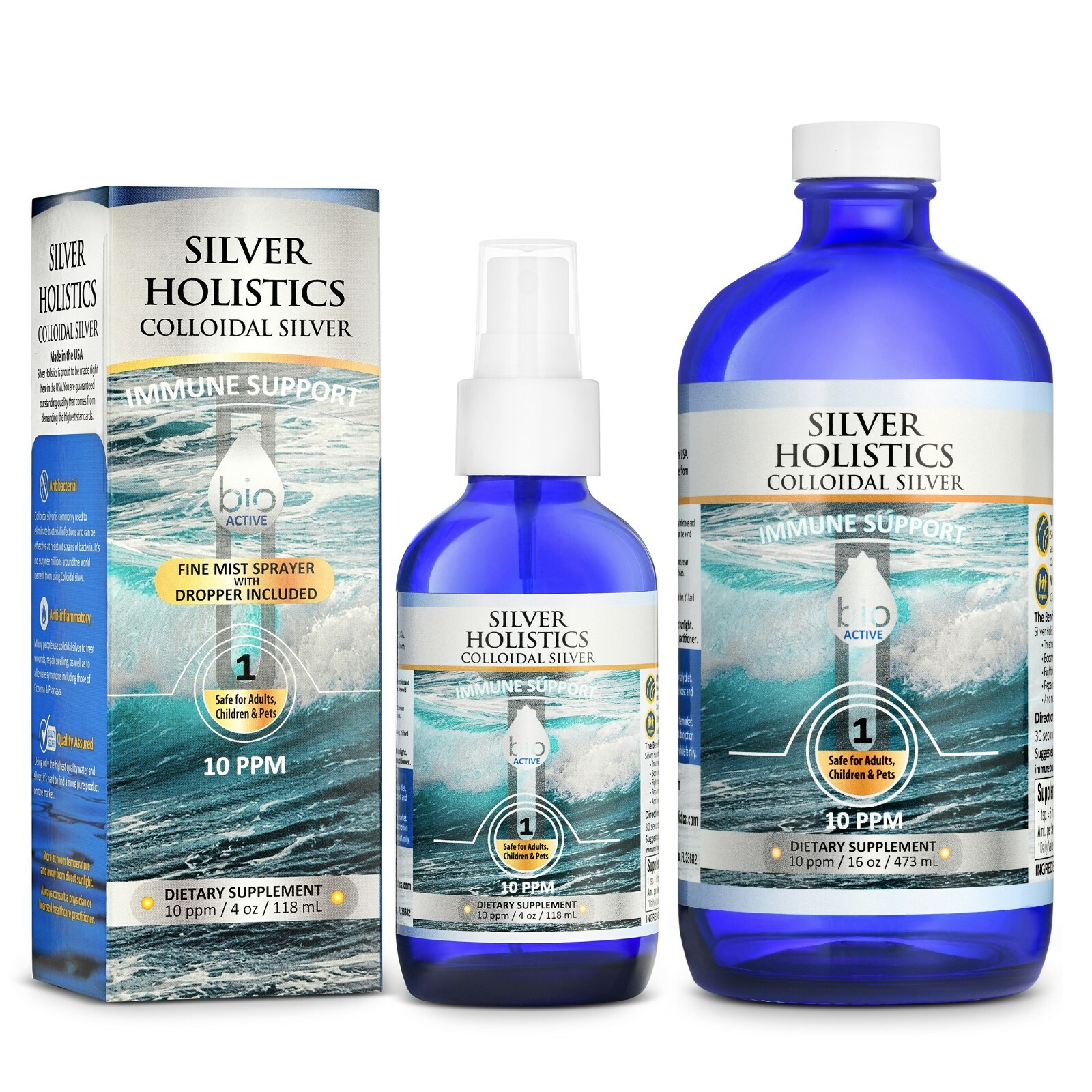 Silver Holistics Colloidal Silver Spray Immune Support Supplement Nano Solution