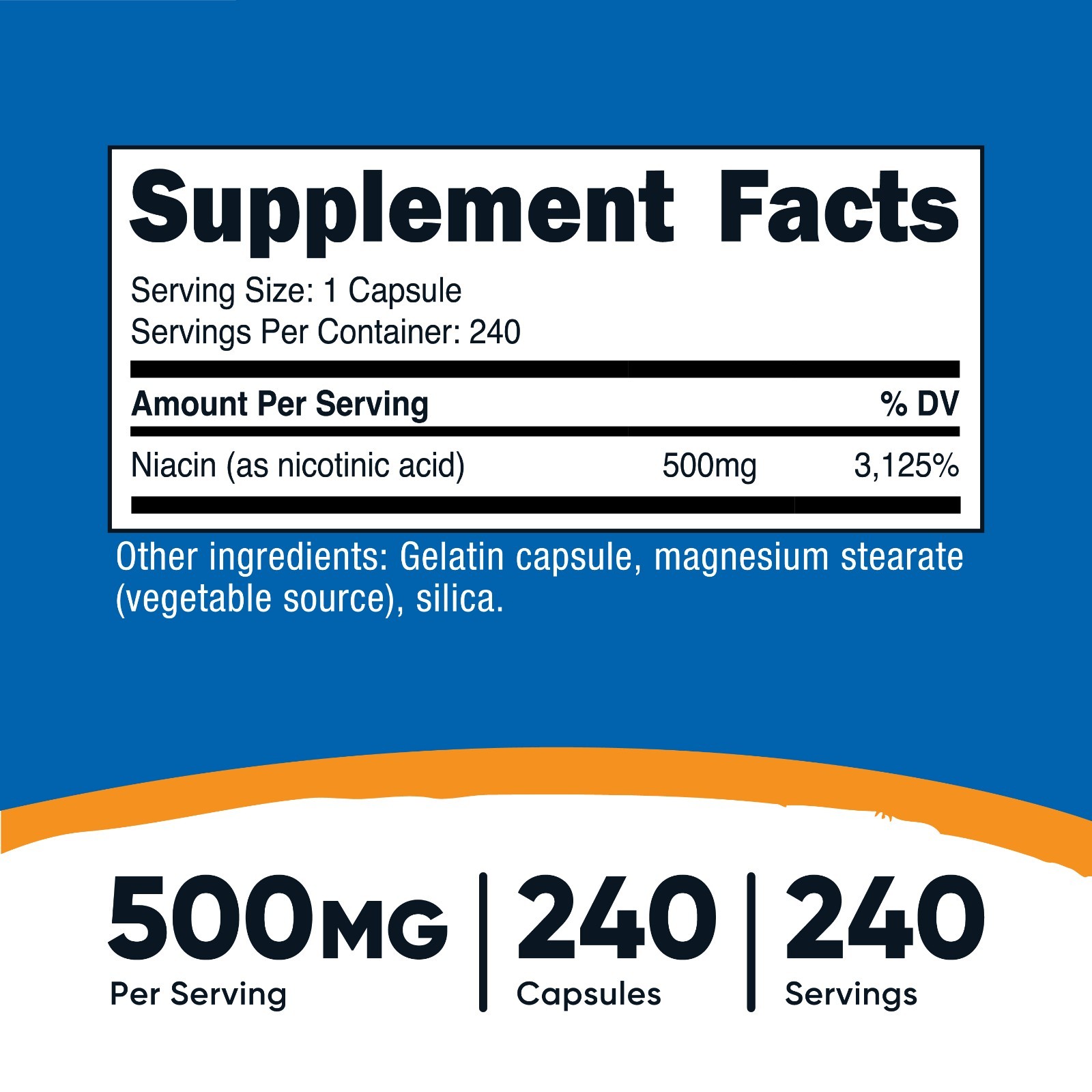 Nutricost Niacin (Vitamin B3) 500mg, 240 Caps – Gluten Free and Non-GMO