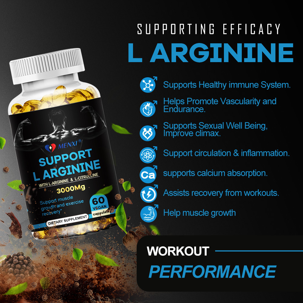 L-Arginine 3000mg Nitric Oxide Testosterone Booster, Energy Support Capsules USA