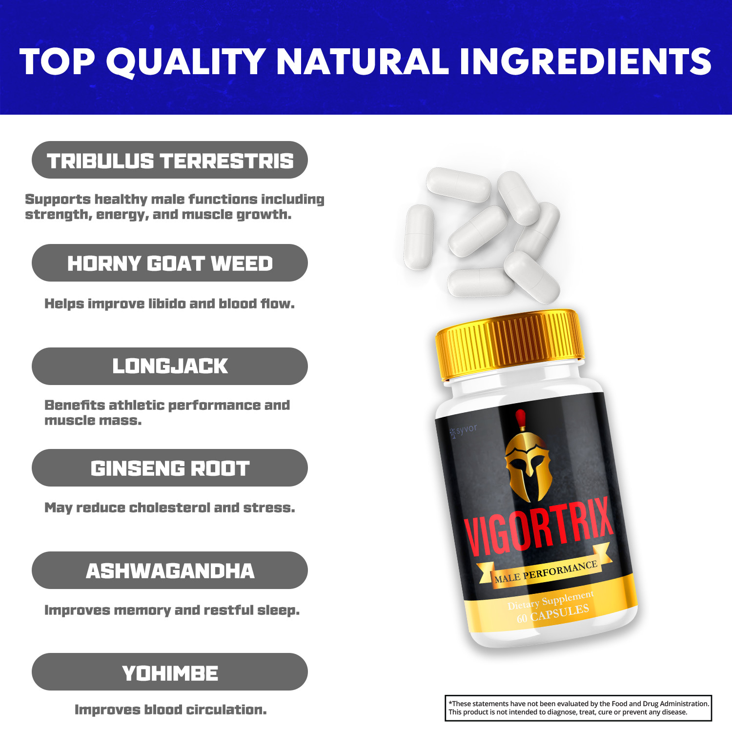(2 Pack) Vigortrix Male Pills Maximize Energy, Vitality & Stamina 120 Capsules