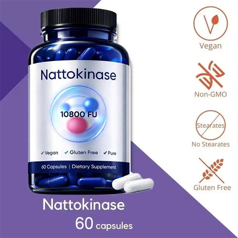 Nattokinase Supplement – 10800 FU 60 Capsules Per Serving Heart Circulation