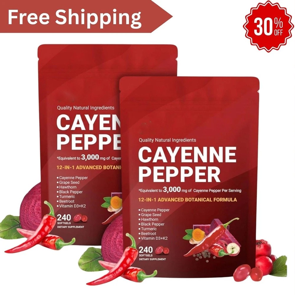 Softgels Cayenne Supplement Supports Leg Vein, 240 Softge /1 Bag Pepper USA