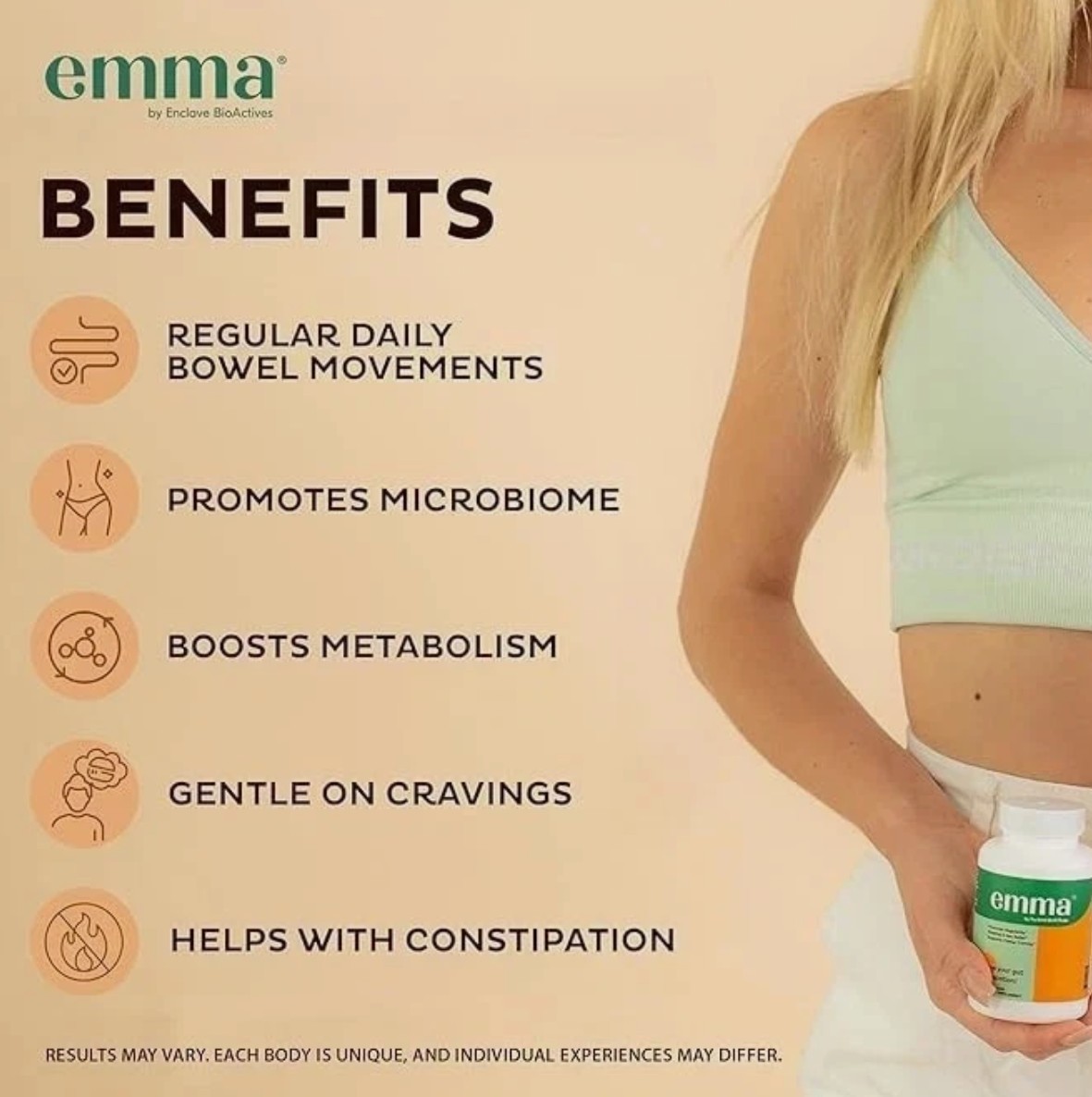 3 Bottle Emma Gut Health Supplement 180 Capsules for Bloating Relief & Leaky Gut
