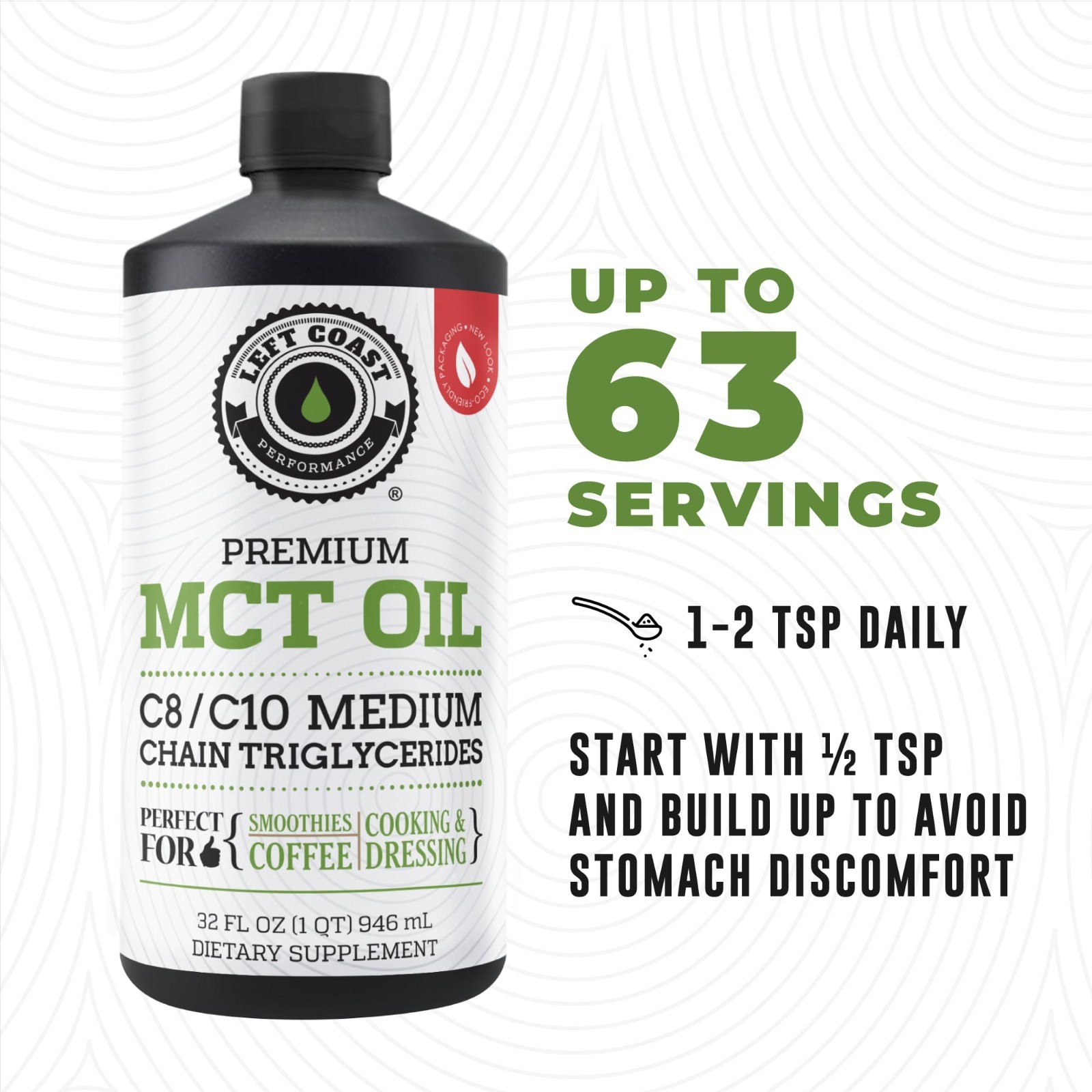 100% Pure Coconut MCT Oil 32 Fl Oz | C8 C10 for Energy & Focus – Keto, Smoothies