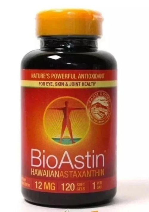 BioAstin Hawaiian Astaxanthin 12 mg Supplement 120 Soft Gels – NEW – 04/2028