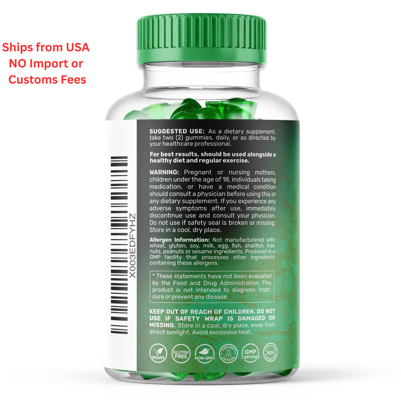 WELLNESS LABSRX Sea Moss Gummies, 3200mg Irish 90 Count (Pack of 1)