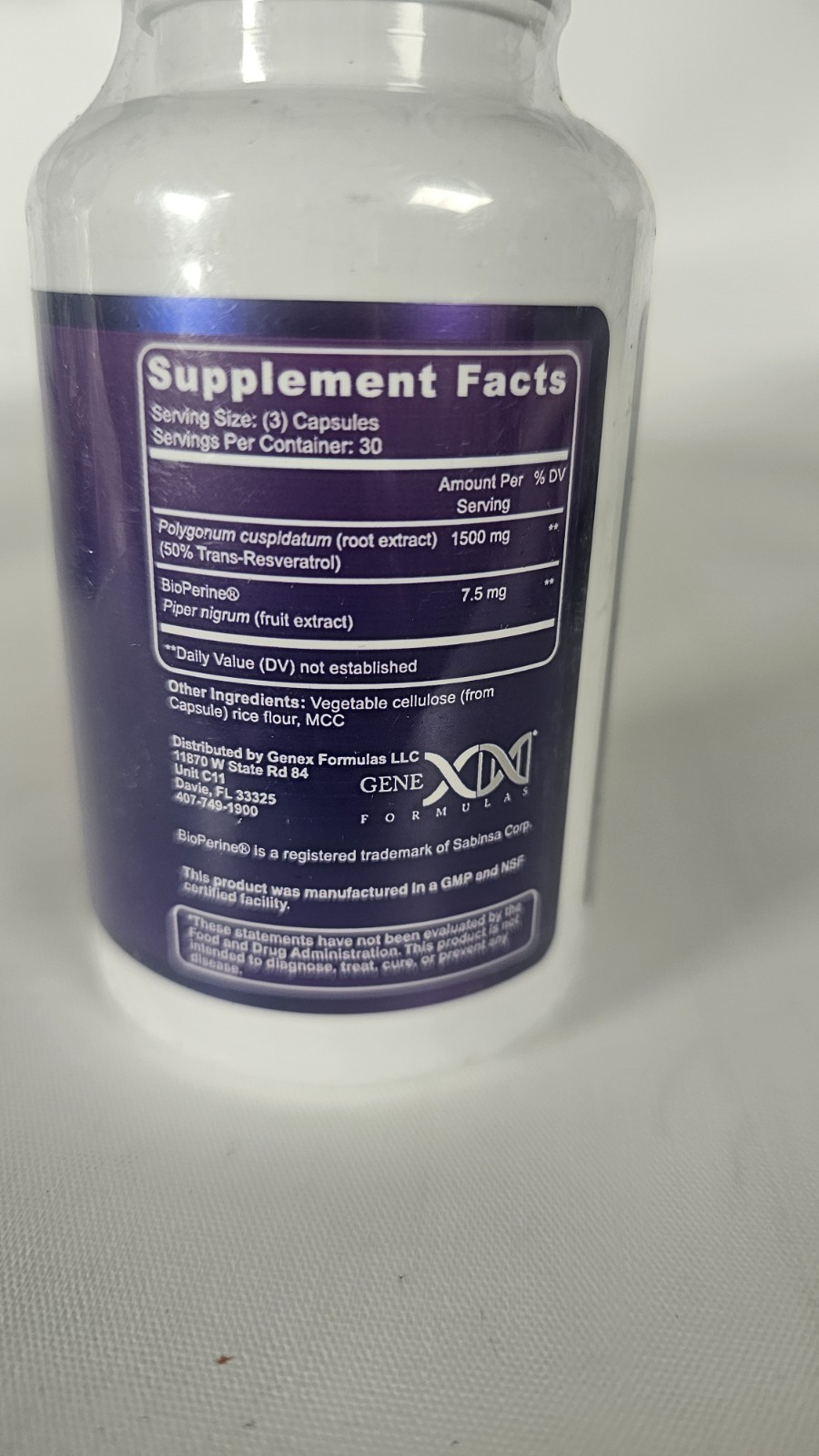 Resveratrol Supplement 1500Mg Organic Trans-Resveratrol 90 Caps Exp: 06/2027
