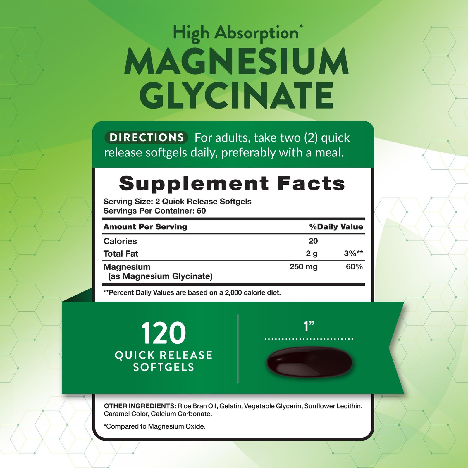 Nature’s Truth Magnesium Glycinate 250mg | 120 Softgels 120 Count (Pack of 1)